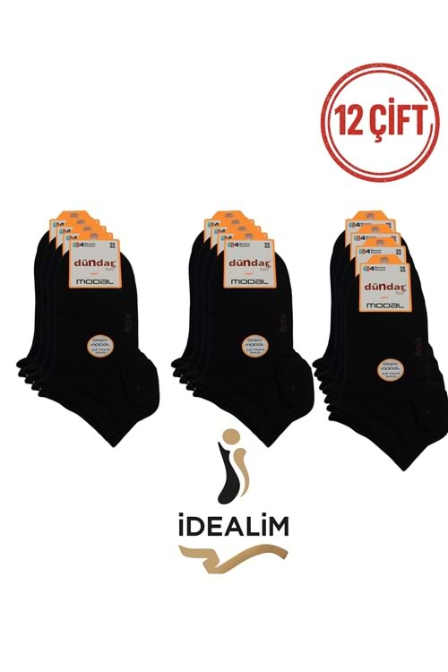 DÜNDAR PLUS 12Lİ KADIN MODAL PATİK ÇORAP - MODAL - SİYAH - 36-40