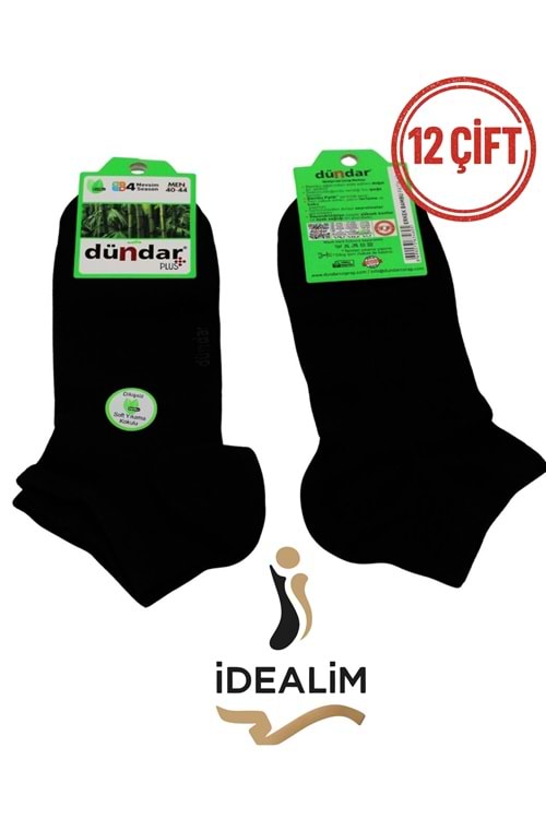DÜNDAR PLUS 12Lİ ERKEK BAMBU PATİK ÇORAP - DÜNDAR - BAMBU - ANTRASİT - 40-44