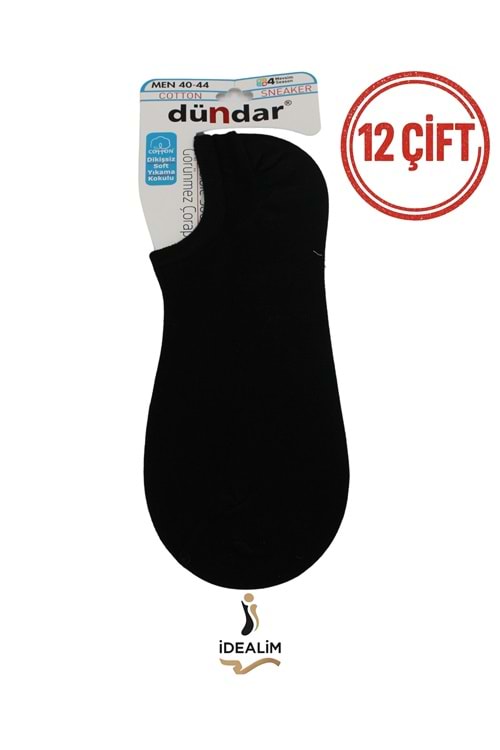 DÜNDAR PLUS 12Lİ ERKEK COTTON SNEAKER - COTTON - 5558-SİYAH-40-44