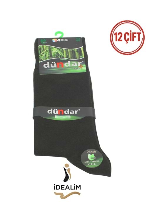 DÜNDAR PLUS 12Lİ ERKEK BAMBU LYCRA SOKET ÇORAP - BAMBU - ANTRASİT - 40-44