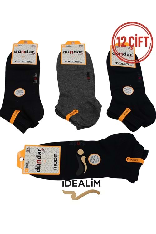 DÜNDAR PLUS 12Lİ ERKEK MODAL PATİK ÇORAP - MODAL - ASORTİ - 40-44