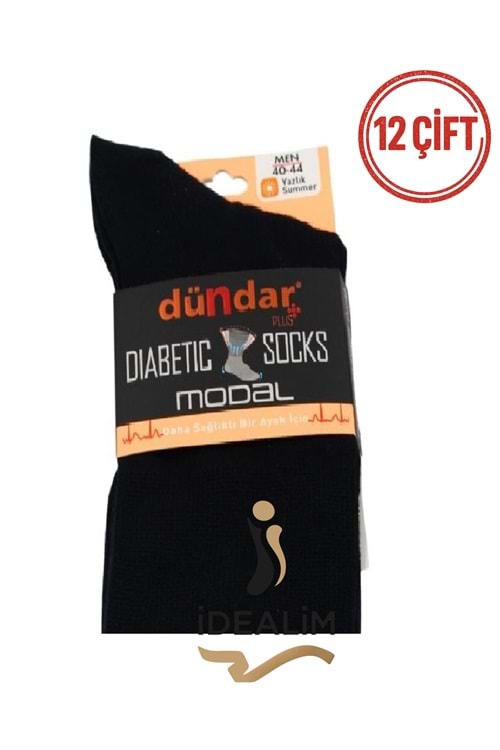 DÜNDAR PLUS 12Lİ MODAL DİYABETİK SOKET - MODAL-DİYABET - SİYAH - 40-44