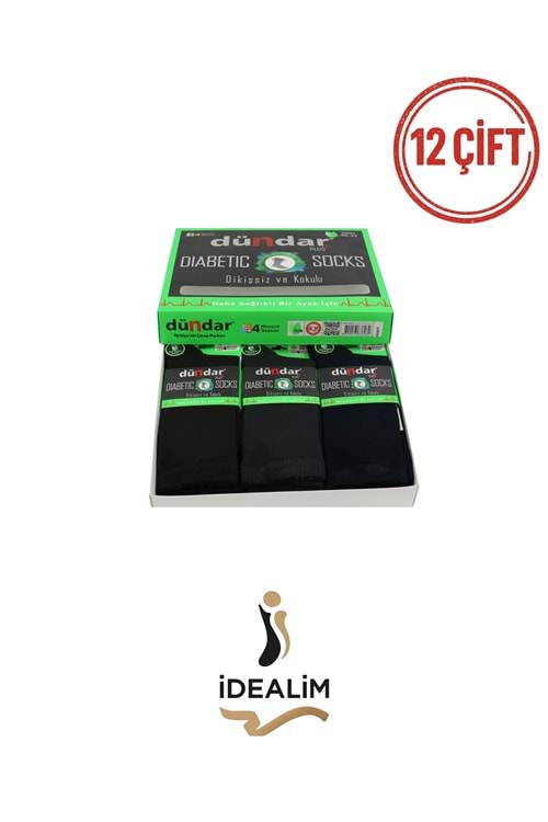 DÜNDAR PLUS 12Lİ ERKEK BAMBU (DİYABETİK) ÇORAP - DÜNDAR - BAMBU - ASORTİ - 40-44