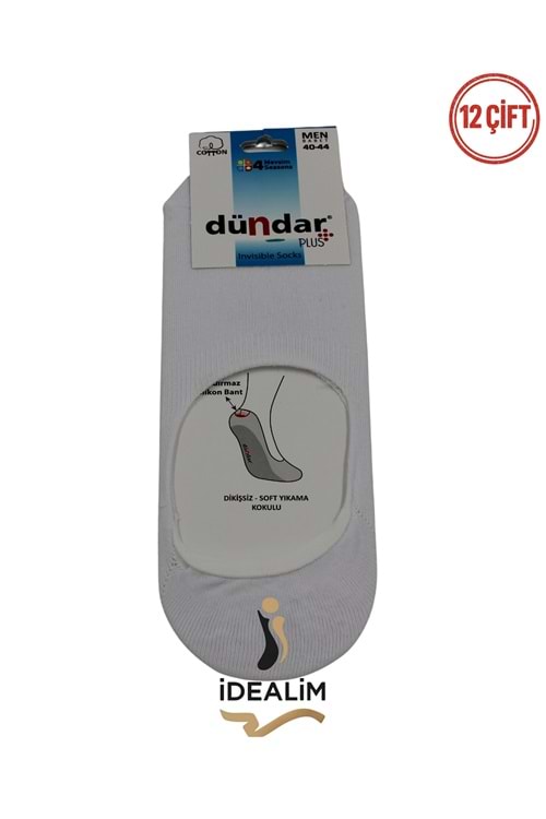 DÜNDAR PLUS 12Lİ ERKEK COTTON BABET ÇORAP - 8207-BEYAZ-40-44