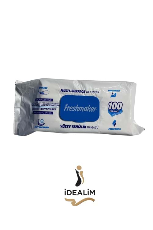 FREESMAKER 100LÜ YÜZEY TEMİZLEME MENDİLİ ÇAMAŞIR SUYU KATKILI