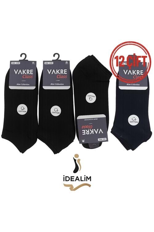 VAKRE 12Lİ ERKEK PENYE PATİK - PENYE PATİK - SİYAH - 40-44