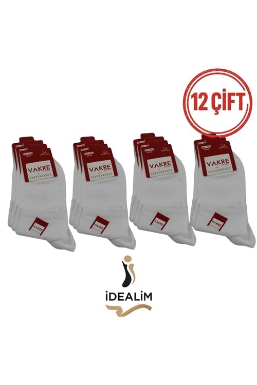VAKRE 12Lİ ERKEK KOLEJ-UZUN KONÇ - KOLEJ-E-UZUN - BEYAZ - 40-44