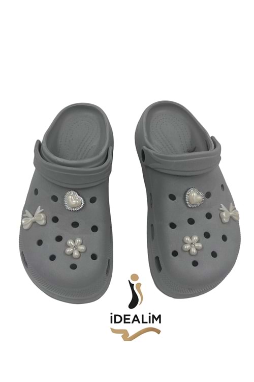 İDEALİM Rahat Tabanlı Yüksek Ölçekli Hastane Aşçı Hemşire Doktor Terliği - 225 İNCİ TAŞLI - AÇIK GRİ - 36