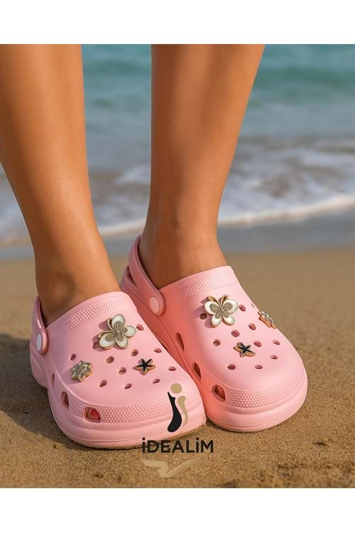 İDEALİM Rahat Tabanlı Yüksek Ölçekli Hastane Aşçı Hemşire Doktor Terliği - 225 TAŞLI - PEMBE - 39