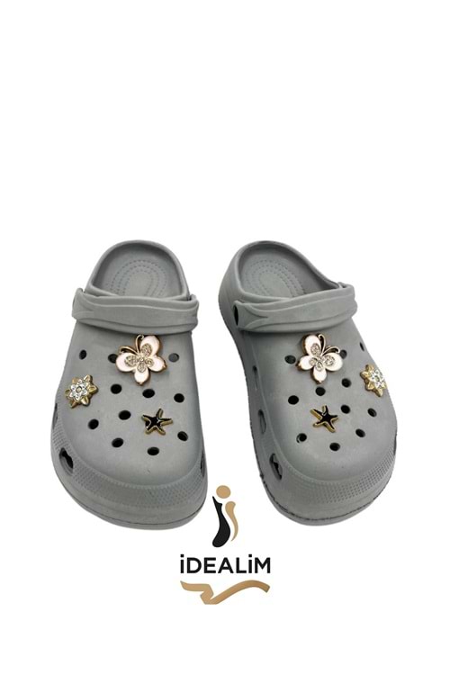 İDEALİM Rahat Tabanlı Yüksek Ölçekli Hastane Aşçı Hemşire Doktor Terliği - 225 TAŞLI - KOYU GRİ - 37