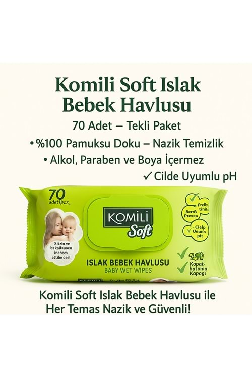 KOMİLİ SOFT ISLAK BEBEK HAVLUSU 70Lİ