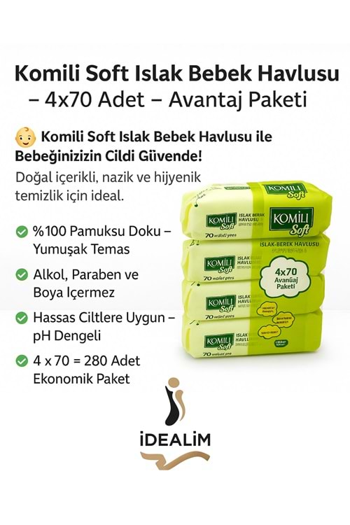KOMİLİ SOFT ISLAK BEBEK HAVLUSU 4*70