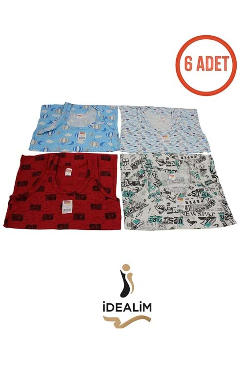 DORUK 6LI ERK ÇOCUK EMP DESENLİ ATLET - ASORTİ - 4