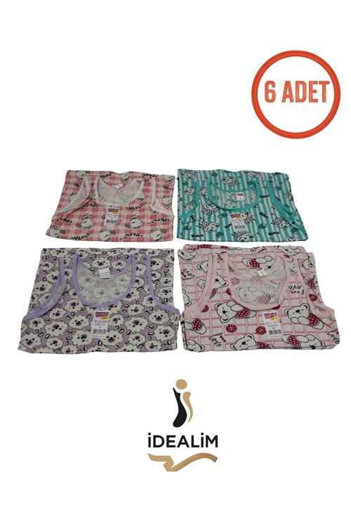 DORUK KIZ ÇOCUK 6LI EMP GENİŞ ASKILI ATLET - KIZ GEN ASKILI - ASORTİ - 2