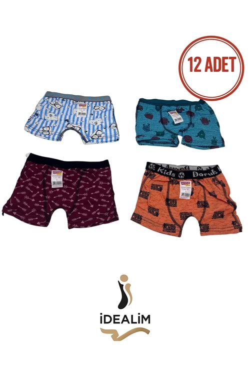 DORUK ERK ÇOCUK 12Lİ BASKILI BOXER - ASORTİ - 2