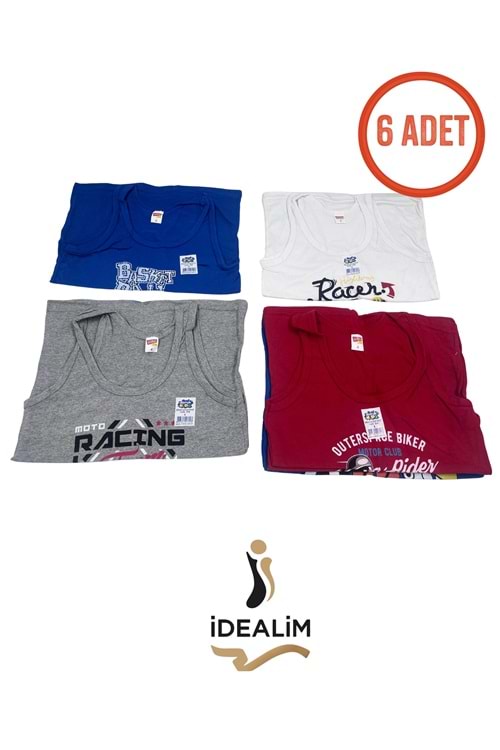 DORUK 6LI ERK ÇOCUK BASKILI ATLET - ASORTİ - 4