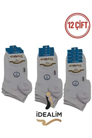 DÜNDAR PLUS 12Lİ ERKEK COTTON PATİK ÇORAP - COTTON - 0300-BEYAZ-40-44
