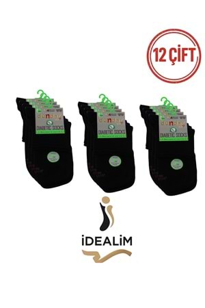 DÜNDAR 12Lİ UNISEX BAMBU KONÇ DİYABETİK - DÜNDAR - BAMBU-DİYABET - SİYAH - 36-40
