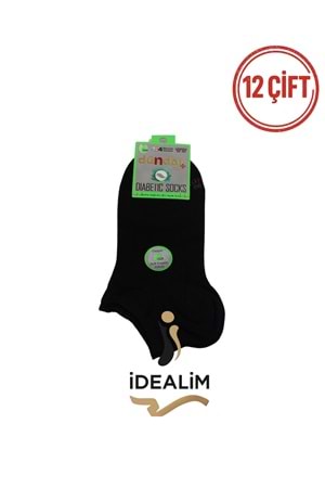 DÜNDAR 12Lİ UNISEX BAMBU DİYABETİK PATİK ÇORAP - DÜNDAR - BAMBU-DİYABET - SİYAH - 36-40