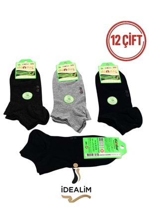 DÜNDAR PLUS 12Lİ UNISEX BAMBU PATİK ÇORAP - BAMBU - ASORTİ - 36-40