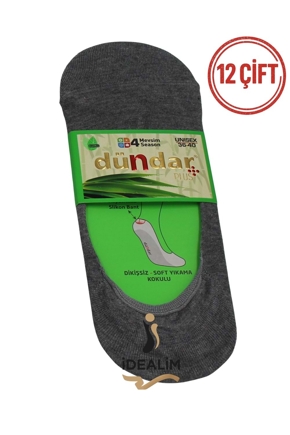 DÜNDAR 12Lİ UNISEX BAMBU BABET ÇORAP - BAMBU - ASORTİ - 36-40