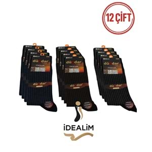 DÜNDAR PLUS 12Lİ ERKEK MODAL LYCRA SOKET ÇORAP - MODAL - ASORTİ - 40-44