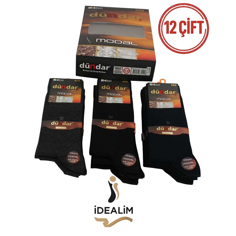 DÜNDAR PLUS 12Lİ ERKEK MODAL LYCRA SOKET ÇORAP
