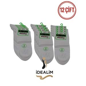 DÜNDAR PLUS 12Lİ ERKEK BAMBU KONÇ PATİK ÇORAP - DÜNDAR - BAMBU - BEYAZ - 40-44