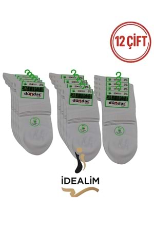 DÜNDAR PLUS 12Lİ ERKEK BAMBU KONÇ PATİK ÇORAP - DÜNDAR - BAMBU - BEYAZ - 40-44