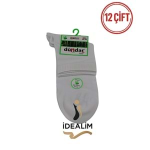 DÜNDAR PLUS 12Lİ ERKEK BAMBU KONÇ PATİK ÇORAP - DÜNDAR - BAMBU - BEYAZ - 40-44
