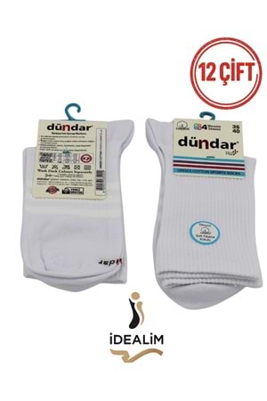 DÜNDAR PLUS 12Lİ COTTON UNISEX SPORTS ÇORAP - DÜNDAR - COTTON - BEYAZ - 36-40