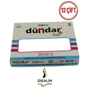 DÜNDAR PLUS 12Lİ COTTON UNISEX SPORTS ÇORAP - DÜNDAR - COTTON - BEYAZ - 36-40