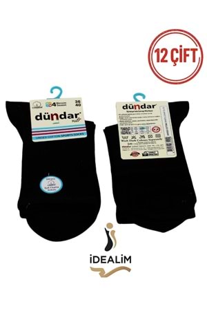 DÜNDAR PLUS 12Lİ COTTON UNISEX SPORTS ÇORAP - DÜNDAR - COTTON - SİYAH - 36-40