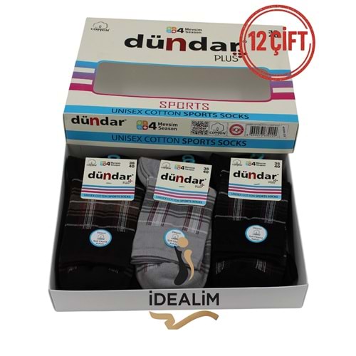 DÜNDAR PLUS 12Lİ COTTON UNISEX SPORTS ÇORAP