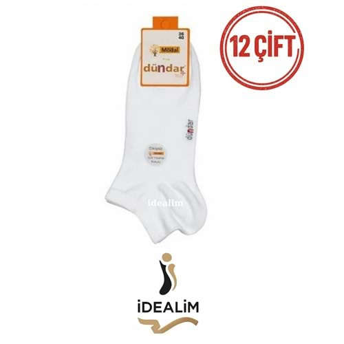 DÜNDAR PLUS 12Lİ KADIN MODAL PATİK ÇORAP - MODAL - BEYAZ - 36-40