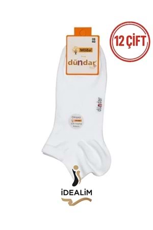 DÜNDAR PLUS 12Lİ KADIN MODAL PATİK ÇORAP - MODAL - BEYAZ - 36-40