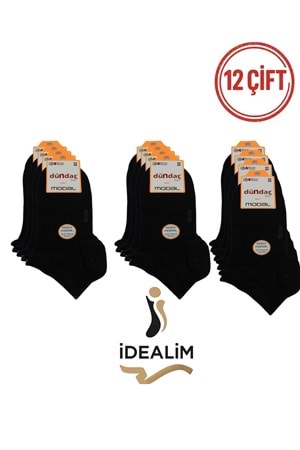 DÜNDAR PLUS 12Lİ KADIN MODAL PATİK ÇORAP - MODAL - SİYAH - 36-40