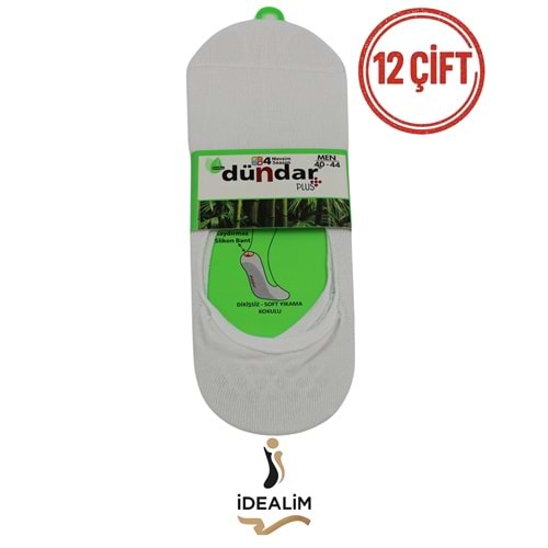DÜNDAR PLUS 12Lİ ERKEK BAMBU BABET ÇORAP - BAMBU - BEYAZ - 40-44