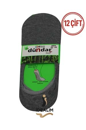 DÜNDAR PLUS 12Lİ ERKEK BAMBU BABET ÇORAP - BAMBU - GRİ - 40-44