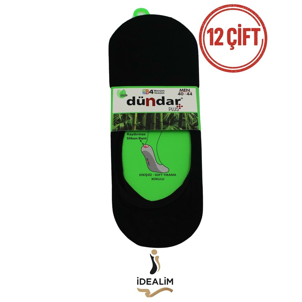 DÜNDAR PLUS 12Lİ ERKEK BAMBU BABET ÇORAP - BAMBU - SİYAH - 40-44