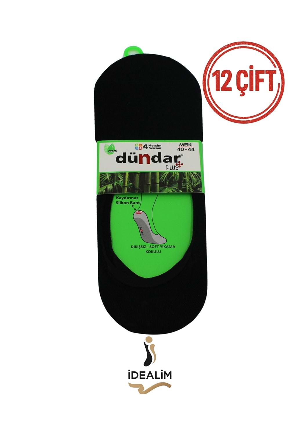 DÜNDAR PLUS 12Lİ ERKEK BAMBU BABET ÇORAP - BAMBU - SİYAH - 40-44