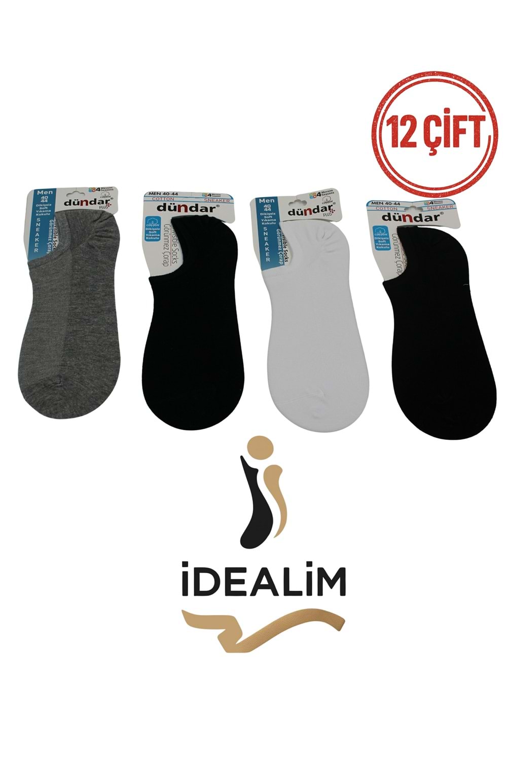 DÜNDAR PLUS 12Lİ ERKEK COTTON SNEAKER - COTTON - 5558-ASORTİ-40-44