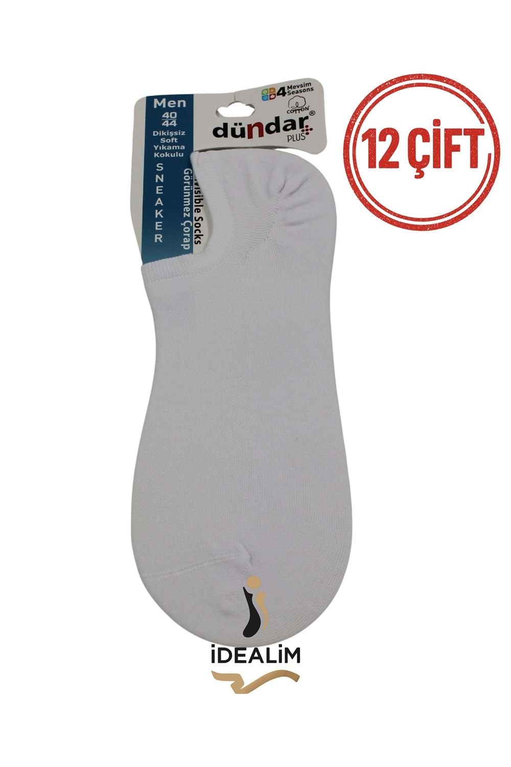 DÜNDAR PLUS 12Lİ ERKEK COTTON SNEAKER - COTTON - 5558-BEYAZ-40-44