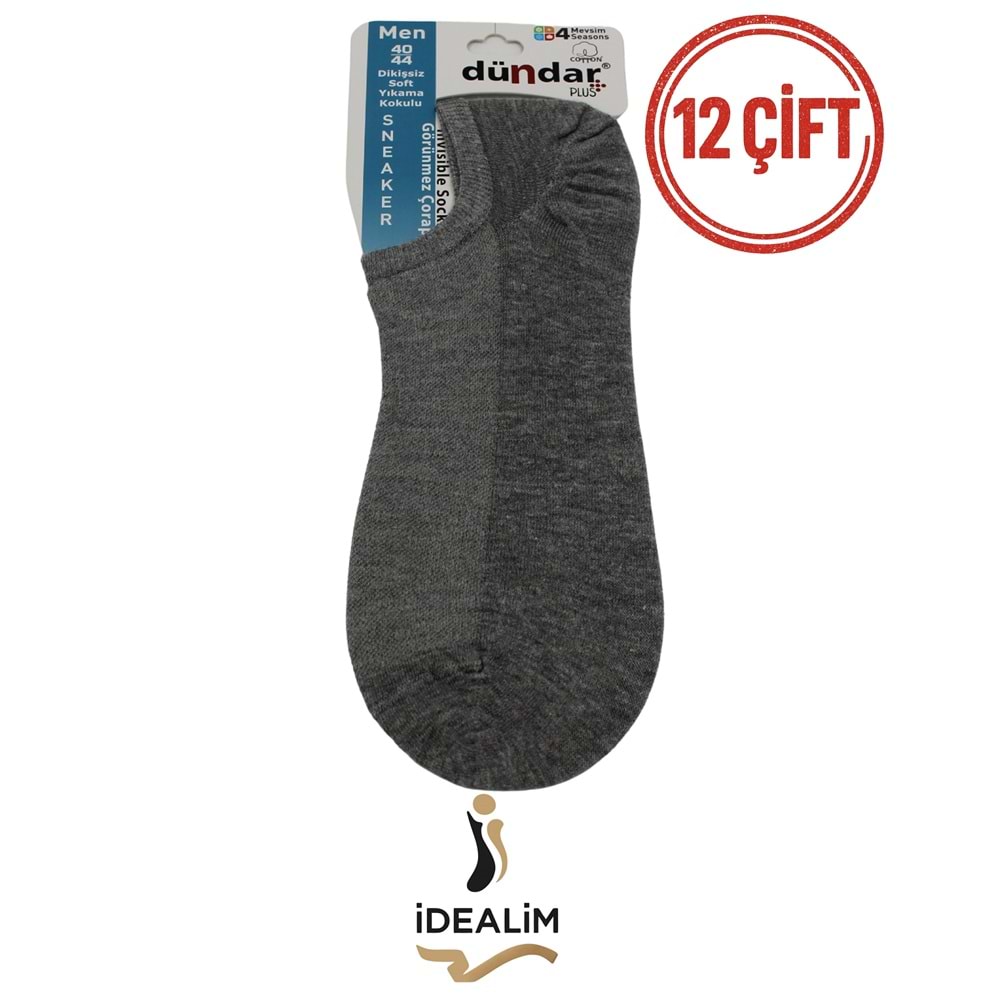 DÜNDAR PLUS 12Lİ ERKEK COTTON SNEAKER - COTTON - 5558-GRİ-40-44