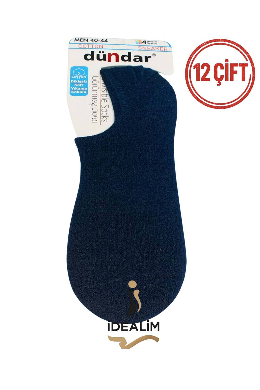 DÜNDAR PLUS 12Lİ ERKEK COTTON SNEAKER - COTTON - 5558-LACİVERT-40-44
