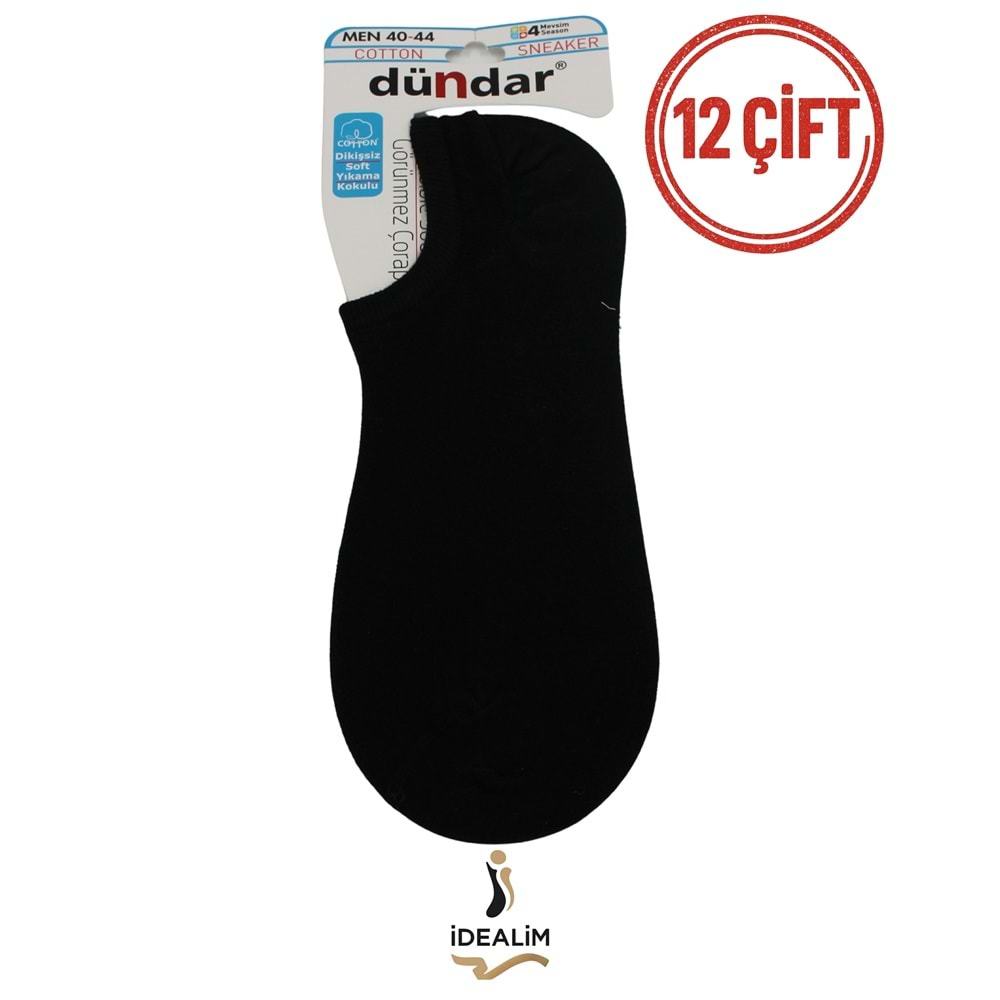 DÜNDAR PLUS 12Lİ ERKEK COTTON SNEAKER - COTTON - 5558-SİYAH-40-44