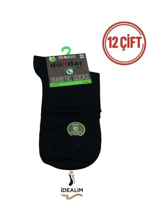 DÜNDAR PLUS 12Lİ ERKEK BAMBU KONÇ PATİK (DİYABETİK) ÇORAP - DÜNDAR - BAMBU - SİYAH - 40-44