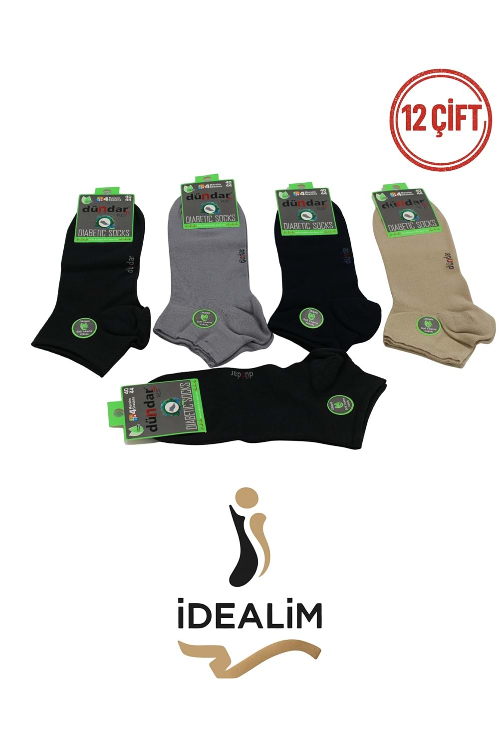 DÜNDAR PLUS 12Lİ ERKEK BAMBU PATİK (DİYABETİK) ÇORAP