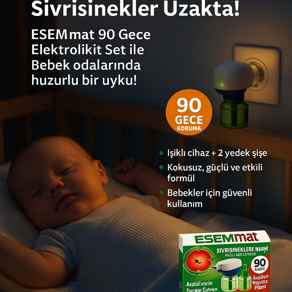 ESEMmat Kablosuz Elektrolikit Set 90 Gece (Cihaz + 2 yedek)