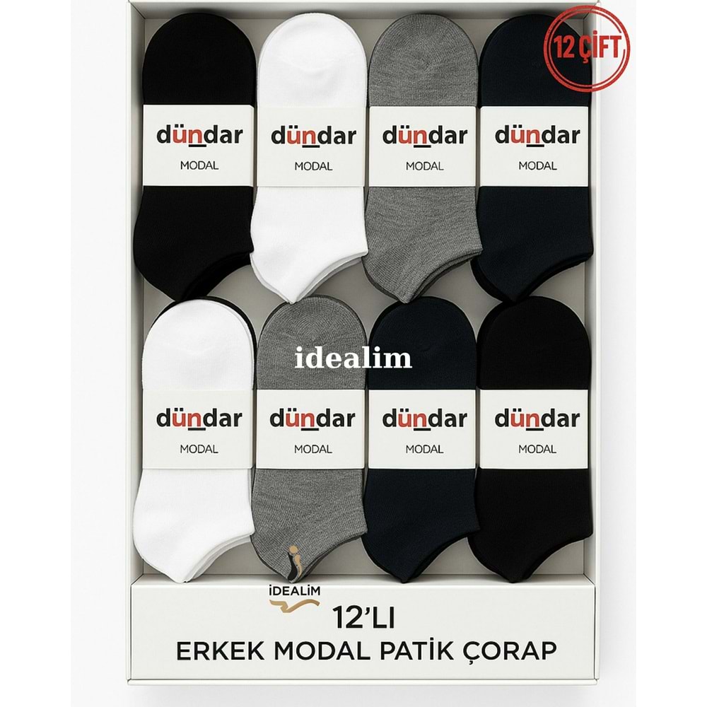 DÜNDAR PLUS 12Lİ ERKEK MODAL PATİK ÇORAP